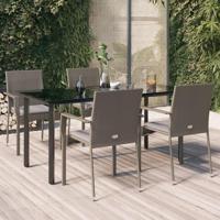 5-delige Tuinset met kussens poly rattan zwart en grijs - thumbnail