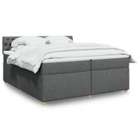 Boxspring met matras stof donkergrijs 200x200 cm - thumbnail