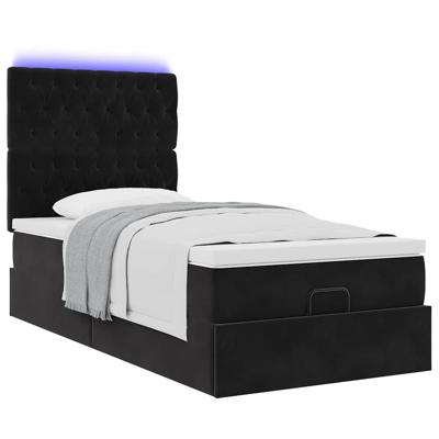 Ottoman bed met matrassen en LED's 120x200cm fluweel zwart