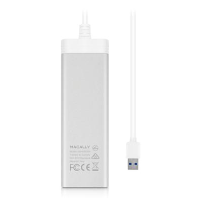 Macally U3HUBGBA aluminium 3 poorts USB 3.0 hub met Gigabit Ethernet adapter