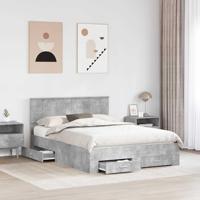 Bedframe met hoofdeinde Beton Grijs 140 x 190 cm Bewerkt hout - thumbnail