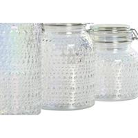 Set van 3 Potjes Home ESPRIT Transparant Metaal Kristal 1,2 L 3 Onderdelen - thumbnail