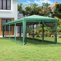 Partytent met 10 mesh zijwanden 3x12 m HDPE groen - thumbnail