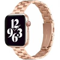 By Qubix - Stalen slim fit schakelband - Rosé goud - Compatible met Apple watch 38mm / 40mm / 41mm / 42mm - Compatible Apple watch bandjes - thumbnail
