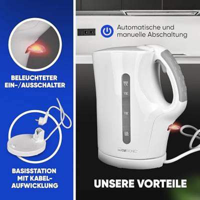 Clatronic WK 3819 W Waterkoker Snoerloos Aantal/Volume: 1.7 l Wit