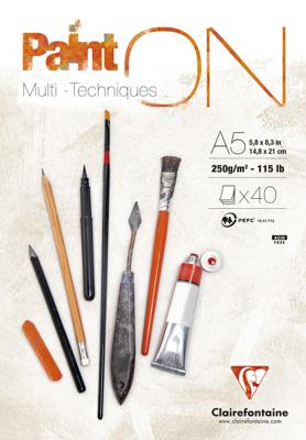 Tekenblok clairefontaine paint on a5 40 vel 250g | 4 stuks