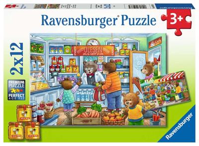 Ravensburger puzzel 2x12 stukjes Market and Supermarket Scene