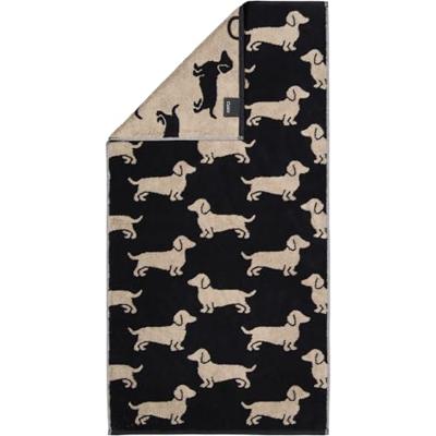 Cawö Cawo We love Dogs gemustert 6246 Handdoek 50x100 schwarz/beige