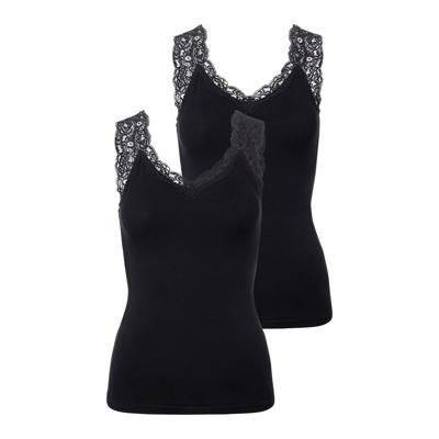 2-Pack dames hemd kant - Lace Top - Barbera - Maat XS zwart - XS - Top - Singlet - XS - XS - XS - XS - XS - XS - XS - XS - XS - XS - XS -
