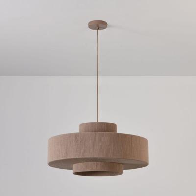 Hanglamp Scandes taupe - E27-fitting - IP20 voor binnen - Taupe - Gevlochten katoenen koordjes - Drielaags