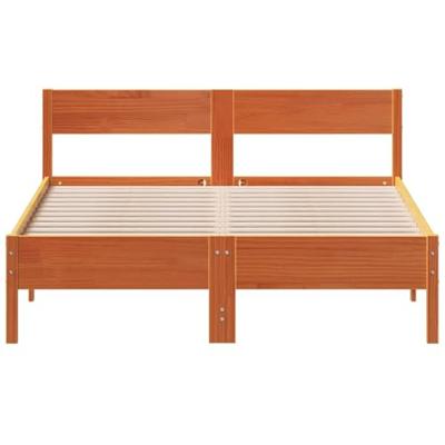 Bedframe zonder matras massief grenenhout wasbruin 140x200 cm