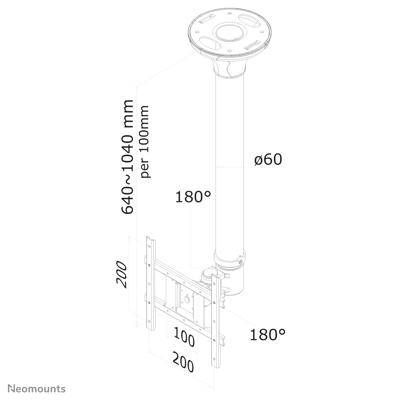 Neomounts plafondsteun fpma-c200black bevestiging (zwart)