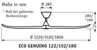 CasaFan ECO GENUINO 152 MG-MS Plafondventilator 16.6 W (Ø x h) 1520 mm x 285 mm Messing Met afstandsbediening, Met wintermodus - thumbnail