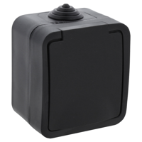 Q-Link Contactdoos | Opbouw | 1-voudig | Met Randaarde | Spatwaterdicht IP54 | Zwart - 00.946.42 - thumbnail