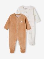 Set van 2 fluwelen babyslaappakjes met opening voor cappuccino - thumbnail