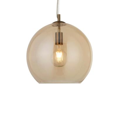 Searchlight Glazen hanglampBalls Ø 25cm messing met amber glas - 1621AM