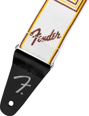 Fender Weighless 2" Monogrammed Strap White/Brown/Yellow gitaarband