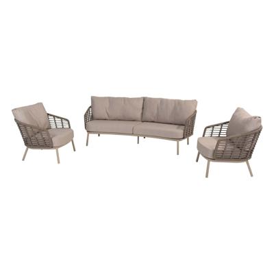Loungeset Puglia Latte Set 3 delig 3 zits Kussens 4SO Lounge Bank Stoelen Buiten Tuin 4 Seasons