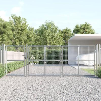 Tuinpoort 400x175 cm gaas en gegalvaniseerd staal zilverkleurig
