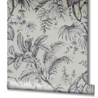 Novamur Jackie; The New Design Book Behang met zwarte-wit-roze bladeren - 6818-20 - thumbnail