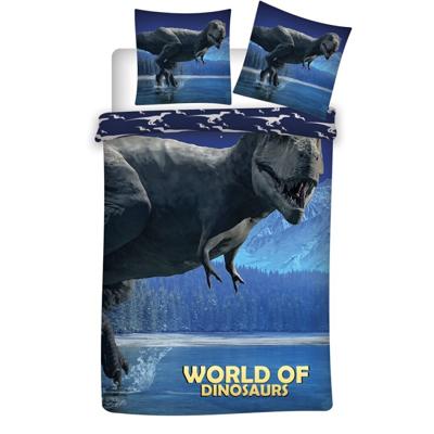 World of Dinosaurs dekbedovertrek blauw 140 x 200 cm polyester
