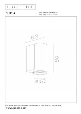Lucide DUPLA - Wandspot / Wandlamp - 1xGU10 (MR11) - Koffie