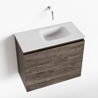 MONDIAZ OLAN 60cm toiletmeubel dark brown. LEX wastafel talc rechts geen kraangat - thumbnail