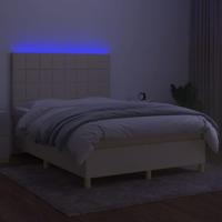 Boxspring met matras en LED stof crèmekleurig 140x200 cm - thumbnail