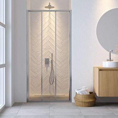 Schuifdeur Driedelig Sealskin Hooked 95x200 cm 6 mm Helder Glas Antikalk Zilver Schuifdeur Driedelig Sealskin Hooked 95x200 cm 6 mm Helder Glas Antikalk Zilver