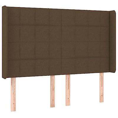 Hoofdbord met randen 147x16x118/128 cm stof donkerbruin