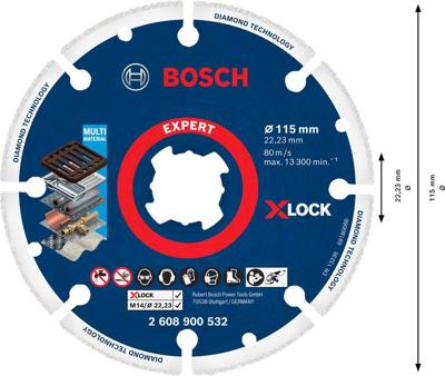 Bosch Accessories 2608900532 X-LOCK Diamanten doorslijpschijf Diameter 115 mm Boordiameter 22.23 mm Metaal 1 stuk(s) Bosch Accessories 2608900532 X-LOCK Diamanten doorslijpschijf Diameter 115 mm Boordiameter 22.23 mm Metaal 1 stuk(s)
