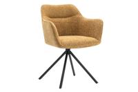 Bureaustoel VERONA mosterdgeel structuurstof met armleuning zwart metalen poten - 44159 - thumbnail