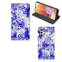 Mobiel BookCase Samsung Galaxy A32 4G | A32 5G Enterprise Editie Angel Skull Blauw - thumbnail
