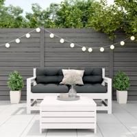 3-delige Loungeset met kussens massief grenenhout wit - thumbnail