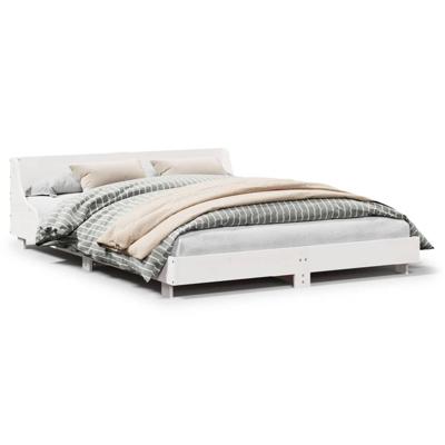 Bedframe zonder matras massief grenenhout wit 120x190 cm