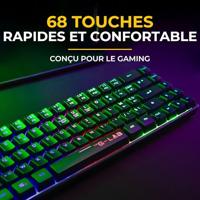 Draadloos gamingtoetsenbord - Membraan - THE G-LAB - KEYZ HYDROGEN - 60% formaat - AZERTY - Verlicht - Zwart - thumbnail