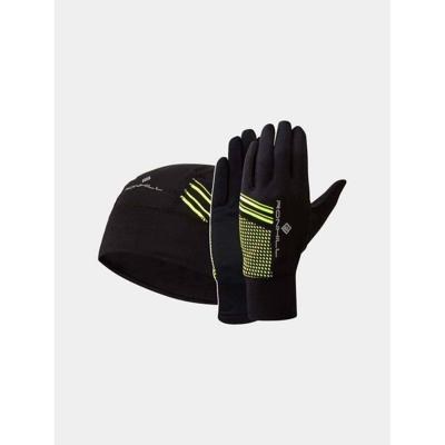 Ronhill Beanie and Glove Set Black/Yellow