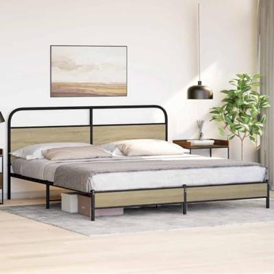 Bedframe zonder matras metaal sonoma eikenkleur 200x200 cm