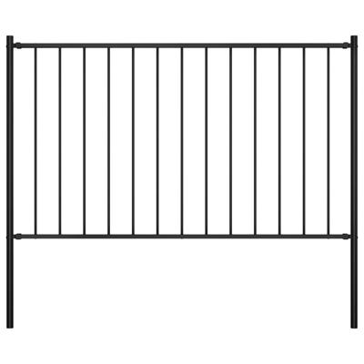 Hekpaneel met palen 1,7x1,25 m gepoedercoat staal zwart