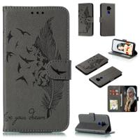 Voor Huawei mate 30 Lite/Nova 5i Pro Feather patroon Litchi textuur horizontale Flip lederen draagtas met houder & portemonnee & kaartsleuven (grijs) - thumbnail