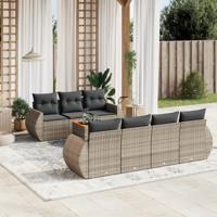 8-delige Loungeset met kussens poly rattan grijs - thumbnail