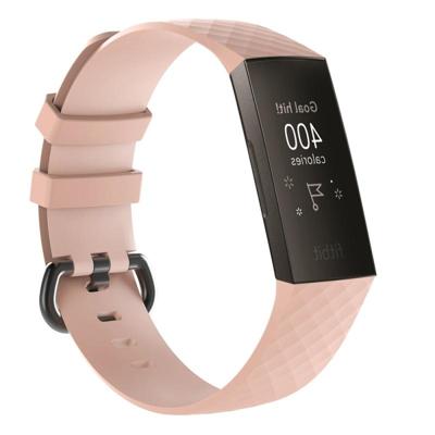 Diamond patroon siliconen polsband horlogeband voor Fitbit charge 3 (lichtroze)