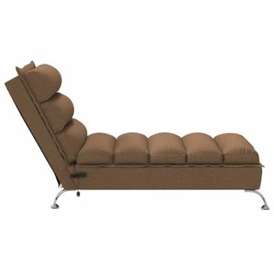 Massage chaise longue met kussens stof bruin
