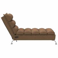 Massage chaise longue met kussens stof bruin - thumbnail