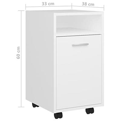 VidaXL Bijzetkast met wielen 33x38x60 cm bewerkt hout wit