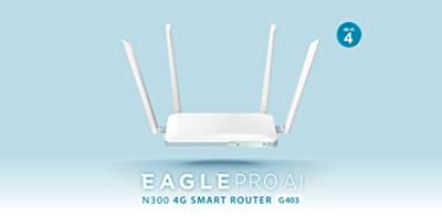 D-Link G403/E EAGLE PRO AI N300 4G Smart Router met 4G Download tot 150Mbps, Wi-Fi N300, AI Wi-Fi Optimiser, Fast Ethernet LAN Poorten, 4G/WAN Failover, WPA3, Simlock vrij.