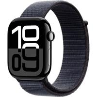 Apple Watch Series 10 (GPS 46 mm) Smartwatch - Kast van gitzwart aluminium - Inkt geweven sportbandje. Conditie bijhouden, Ecg-app, always on Retina-display, CO₂-neutraal - thumbnail