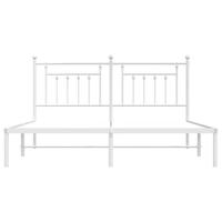Bedframe met hoofdbord metaal wit 160x200 cm - thumbnail