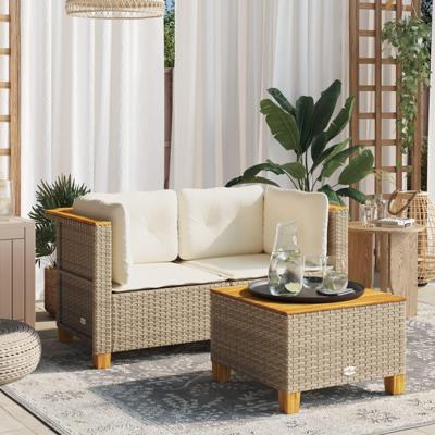 Tuinbanken 2 st met kussens poly rattan beige Tuinbanken 2 st met kussens poly rattan beige