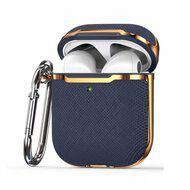 AirPods 1/2 hoesje - Hardcase - Plated series - Blauw + Goud - thumbnail